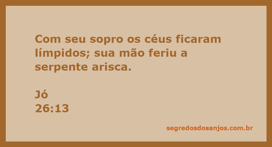 Representação artística do versículo Jó 26:13, mostrando a mão de Deus limpando os céus e ferindo a serpente arisca.