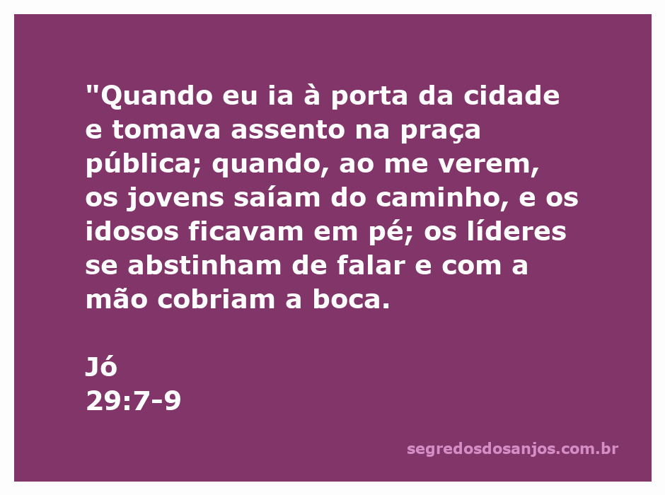 Jó sentado na porta da cidade, jovens se afastando e idosos em pé, representando respeito e reverência.