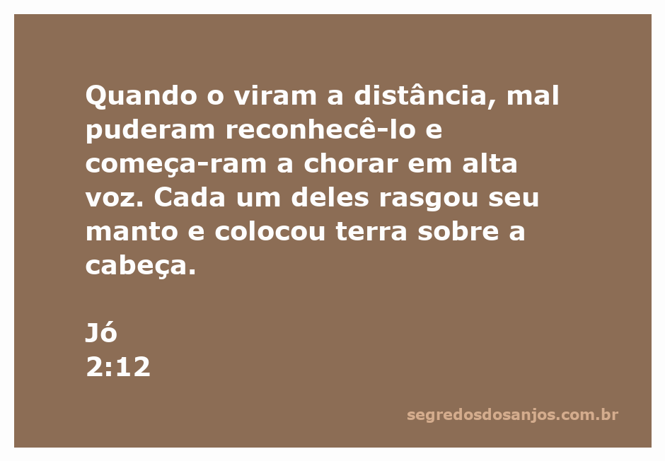 Amigos de Jó chorando e rasgando seus mantos ao vê-lo à distância.
