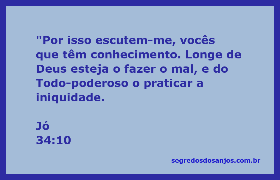 Imagem inspiradora com a citação de Jó 34:10 sobre a justiça de Deus