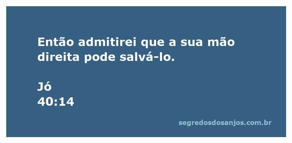 Citação do versículo Jó 40:14, enfatizando o poder da mão direita de Deus para salvar.