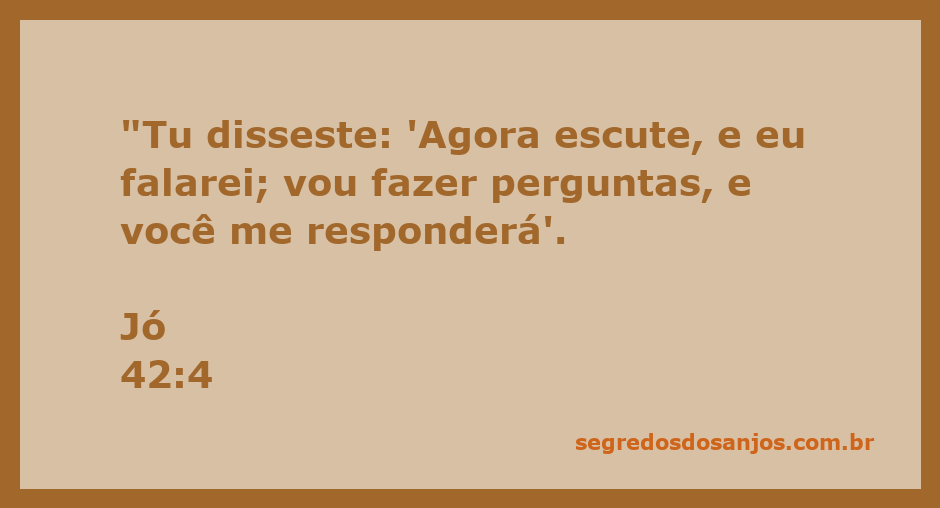 Versículo bíblico Jó 42:4 com um fundo sereno e inspirador.