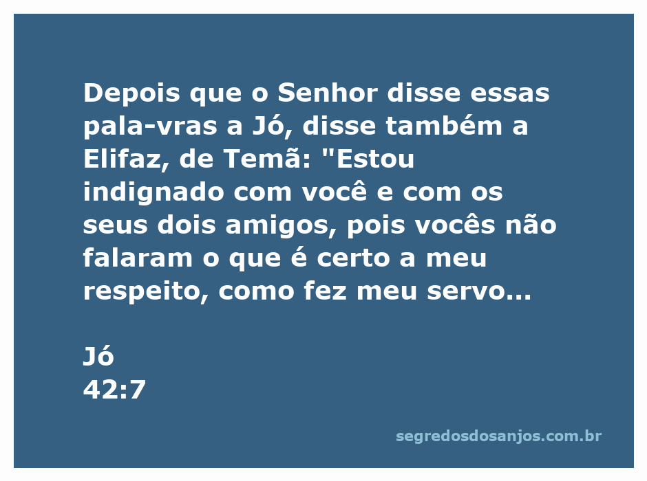 Deus se dirige a Elifaz e seus amigos após a conversa com Jó, expressando sua indignação.