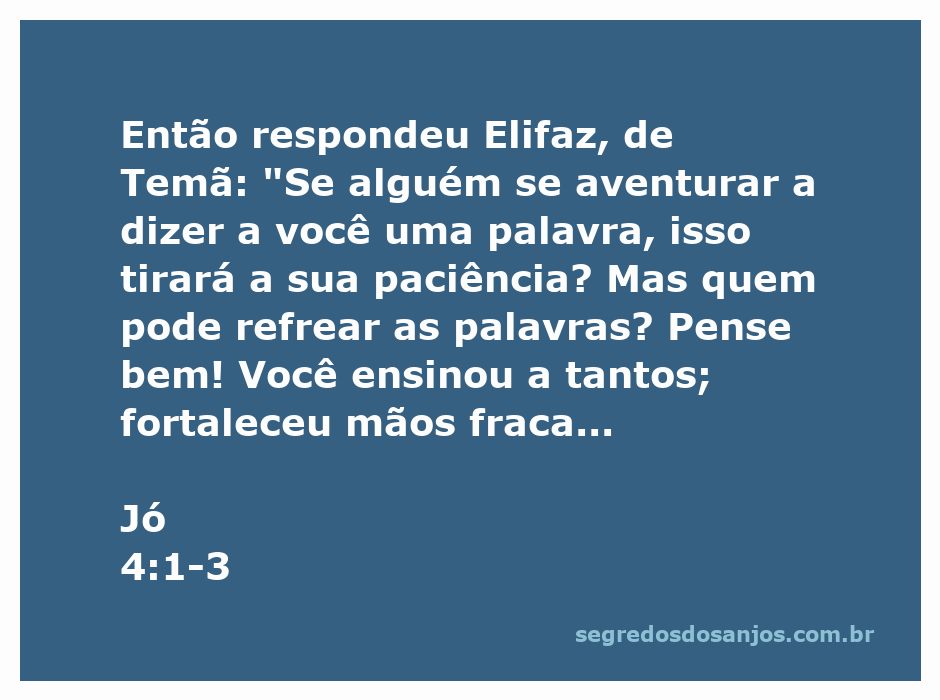 Ilustração de Elifaz, de Temã, conversando com Jó sobre a importância das palavras e do aconselhamento.