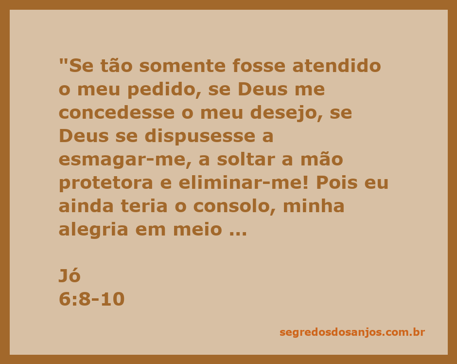 Imagem representativa da passagem bíblica Jó 6:8-10, destacando a busca de consolo em meio à dor.