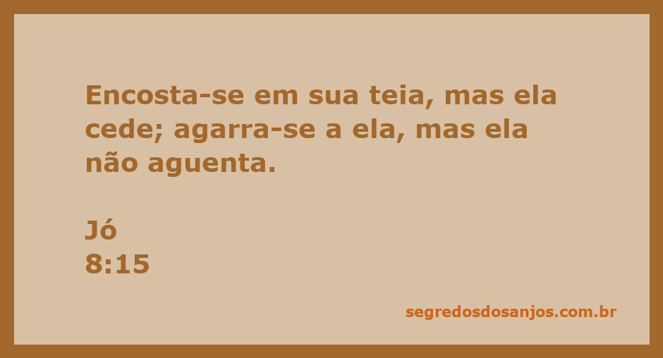Imagem ilustrativa do versículo Jó 8:15, representando a fragilidade das estruturas humanas comparadas a uma teia.