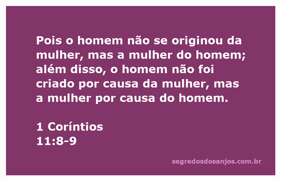 Ilustração da criação do homem e da mulher segundo 1 Coríntios 11:8-9.