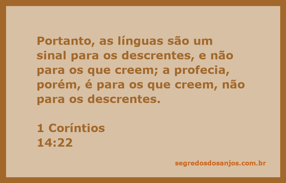 Ilustração representativa do versículo 1 Coríntios 14:22 sobre línguas e profecia