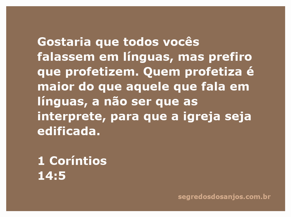 Imagem representativa do versículo 1 Coríntios 14:5, destacando a importância da profecia sobre o falar em línguas na edificação da igreja.