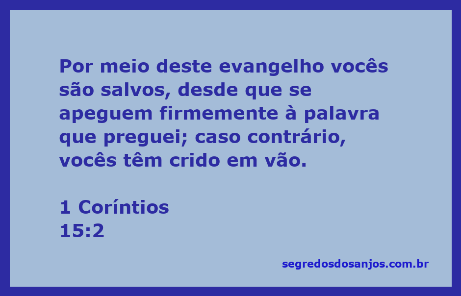 Versículo 1 Coríntios 15:2 destacando a importância da fé no evangelho para a salvação.