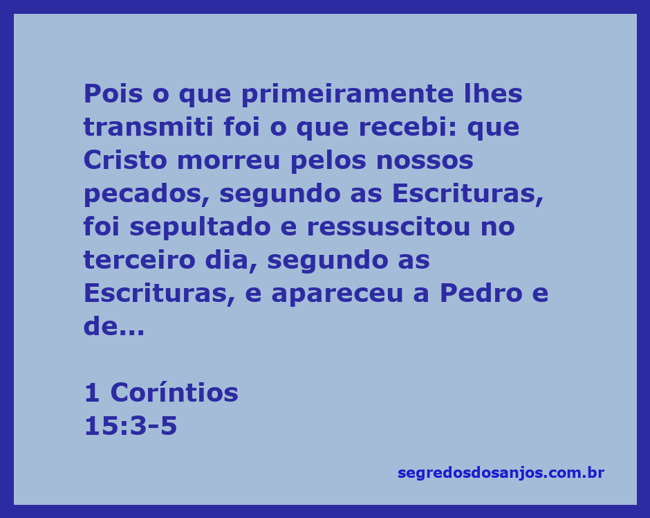 Imagem representando a ressurreição de Cristo com a citação de 1 Coríntios 15:3-5.