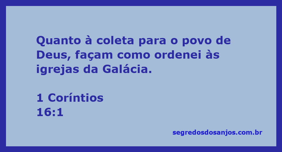 Coleta para o povo de Deus conforme 1 Coríntios 16:1