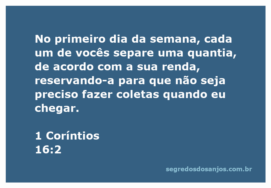 Imagem ilustrativa da passagem bíblica 1 Coríntios 16:2 sobre a importância da contribuição semanal.