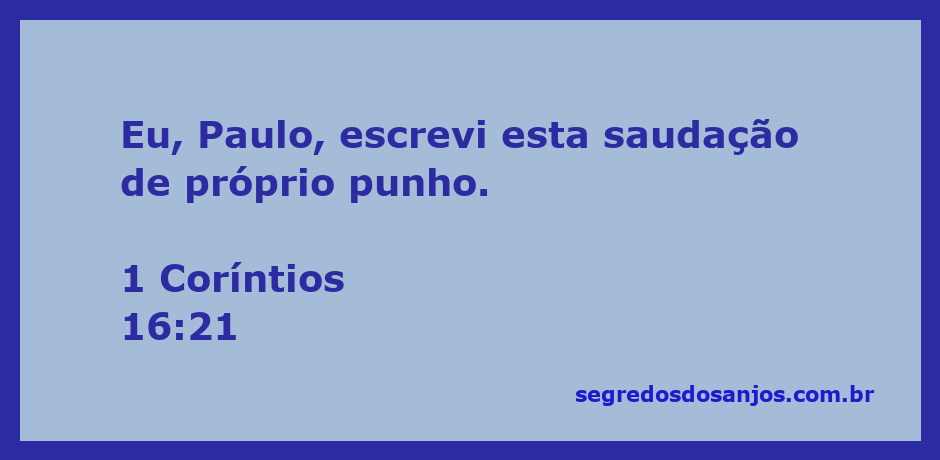 Saudação de Paulo em 1 Coríntios 16:21 escrita à mão