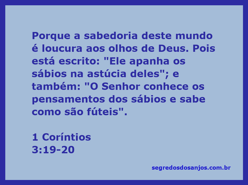 Imagem representativa da passagem bíblica 1 Coríntios 3:19-20, destacando a sabedoria e a loucura segundo Deus.