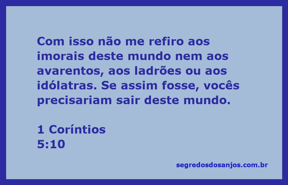 Versículo bíblico 1 Coríntios 5:10 sobre a convivência com pessoas imorais