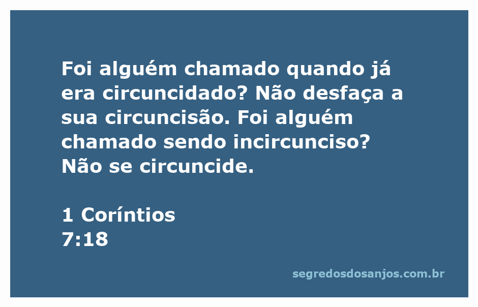 Imagem ilustrativa sobre o versículo 1 Coríntios 7:18, discutindo a circuncisão e a chamada de Deus.