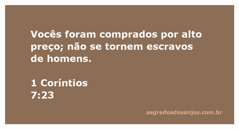 Imagem representativa da passagem 1 Coríntios 7:23, destacando o valor da liberdade espiritual.