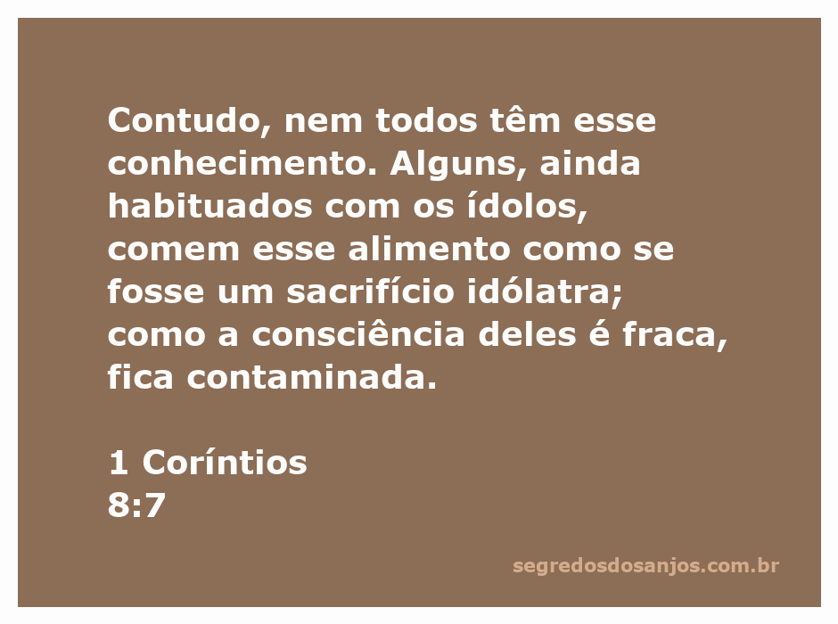 Imagem representativa do versículo 1 Coríntios 8:7, ilustrando a relação entre conhecimento, ídolos e consciência fraca.