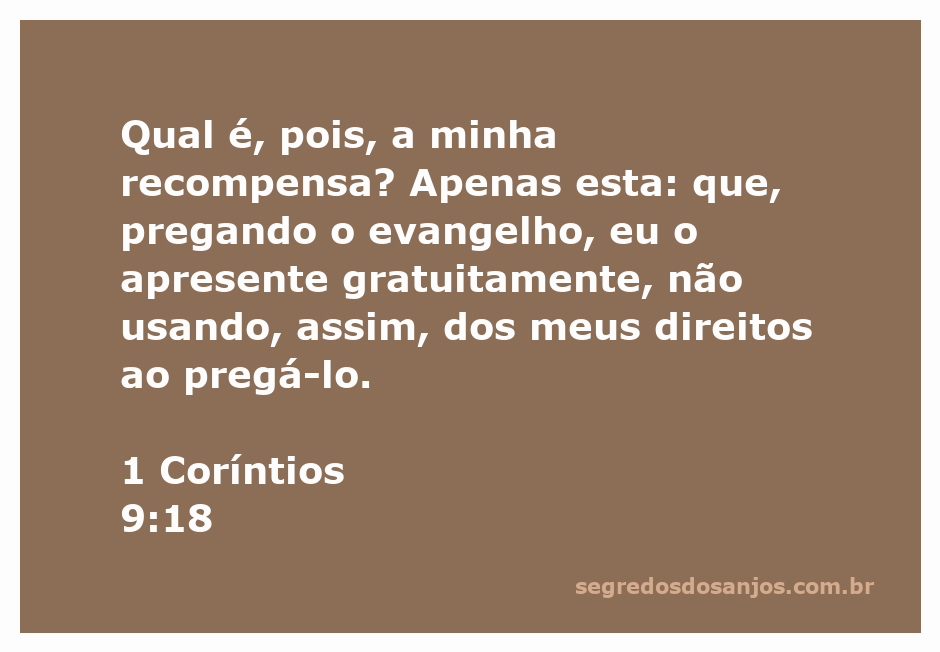 Imagem representativa do versículo 1 Coríntios 9:18, enfatizando a pregação do evangelho sem cobrança.