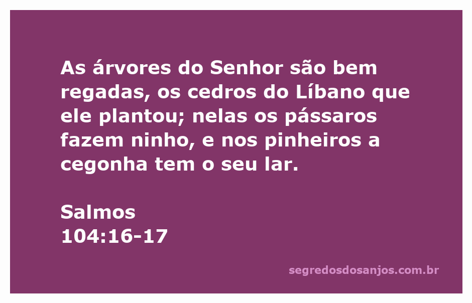 Cedros do Líbano com pássaros e cegonhas em seus ninhos, representando a criação divina.