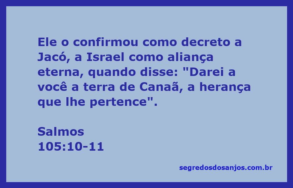 Versículo de Salmos 105:10-11 destacando a aliança de Deus com Israel e a promessa da terra de Canaã.