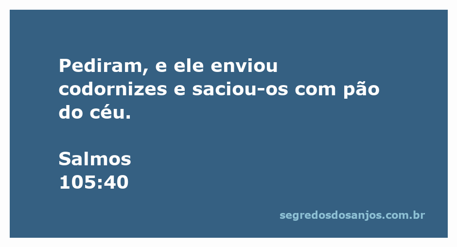 Imagem de codornizes e pão do céu simbolizando a provisão divina mencionada em Salmos 105:40.