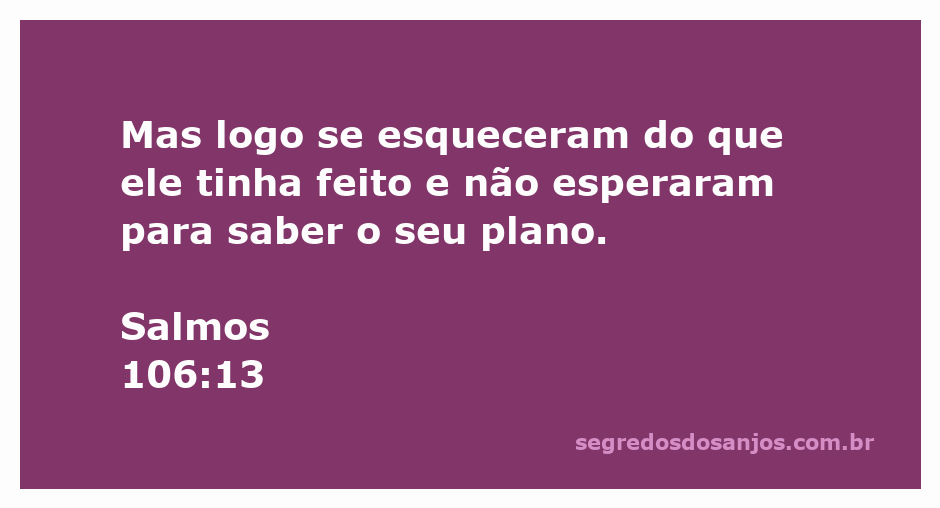 Imagem representativa do esquecimento do povo sobre as obras de Deus, inspirada em Salmos 106:13.