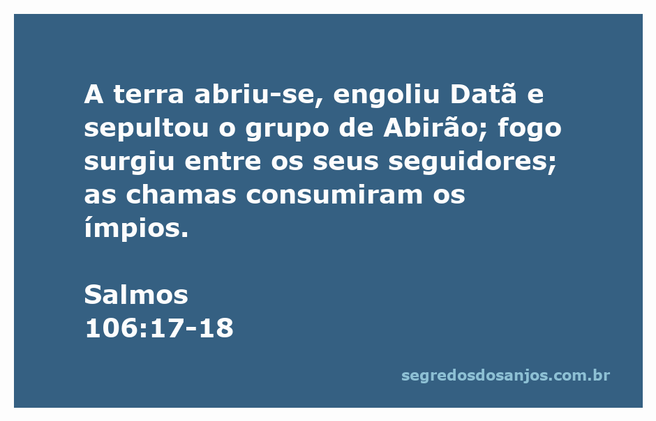 Imagem representando a terra se abrindo e engolindo Datã e Abirão, com chamas consumindo os ímpios.