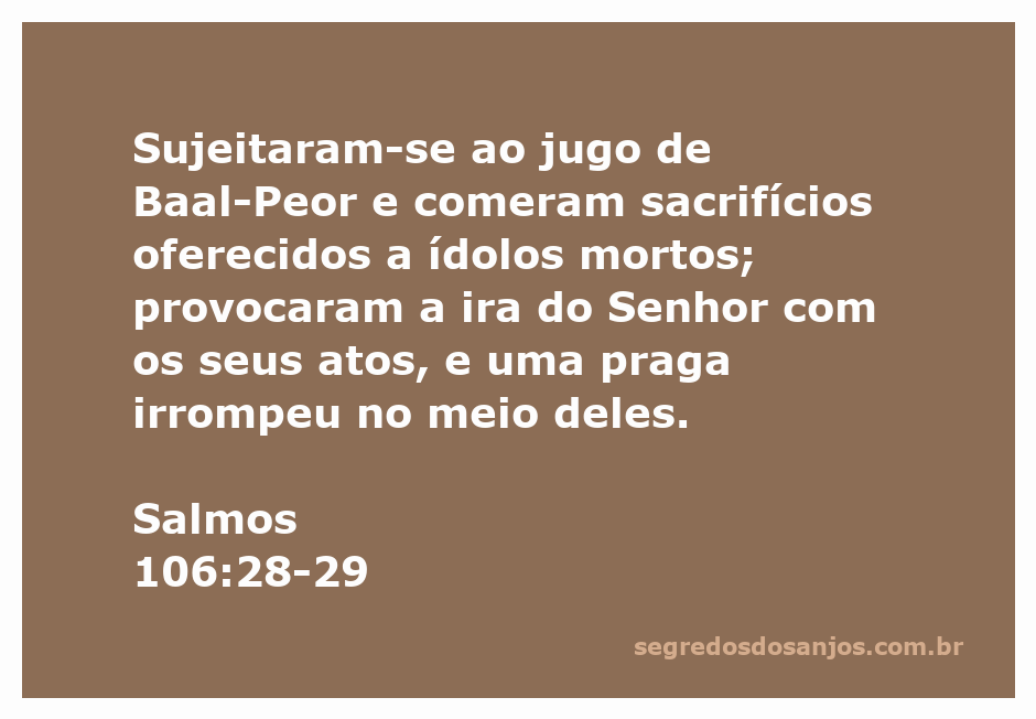 Imagem representativa do Salmos 106:28-29, mostrando as consequências da idolatria e os sacrifícios a ídolos.