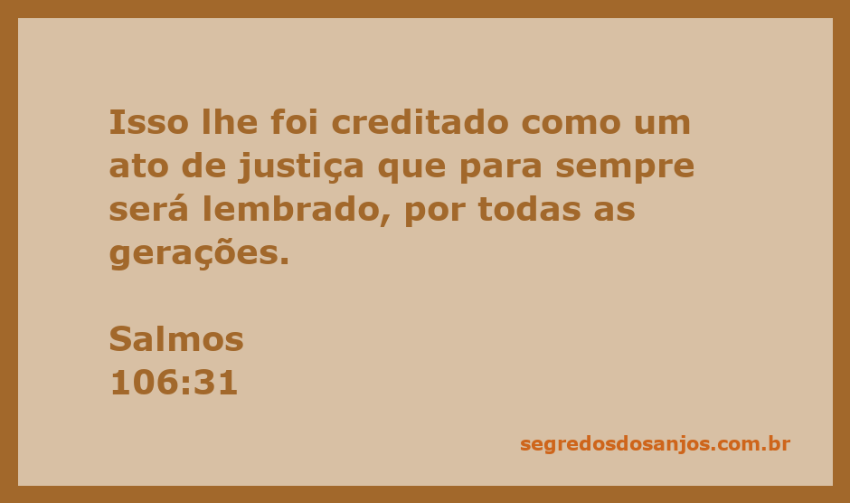 Ilustração do versículo Salmos 106:31 sobre justiça e memória nas gerações.