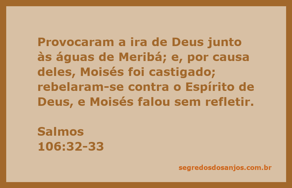 Ilustração de Salmos 106:32-33, mostrando Moisés e o povo de Israel em conflito nas águas de Meribá.