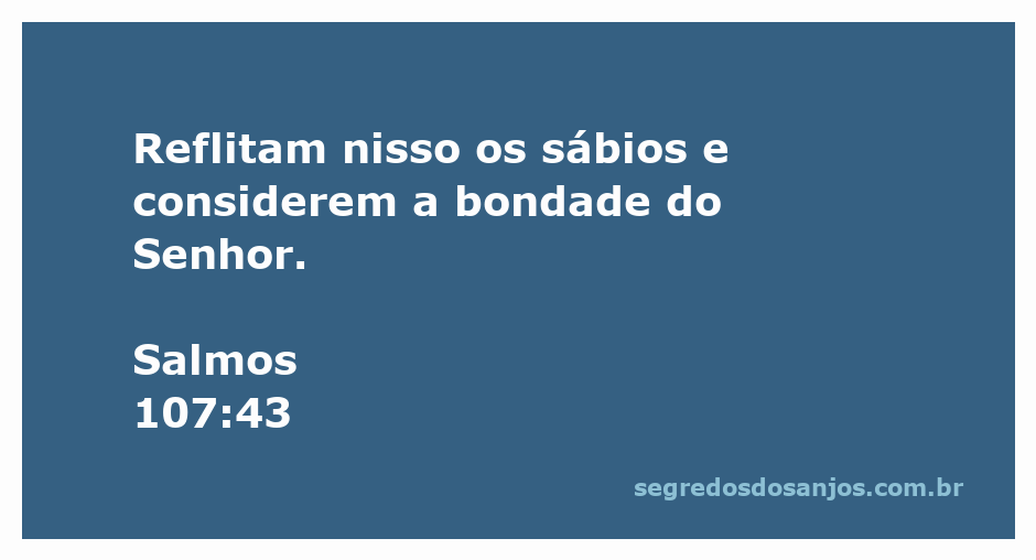 Imagem inspiradora representando a reflexão sobre a bondade do Senhor, com a citação de Salmos 107:43.