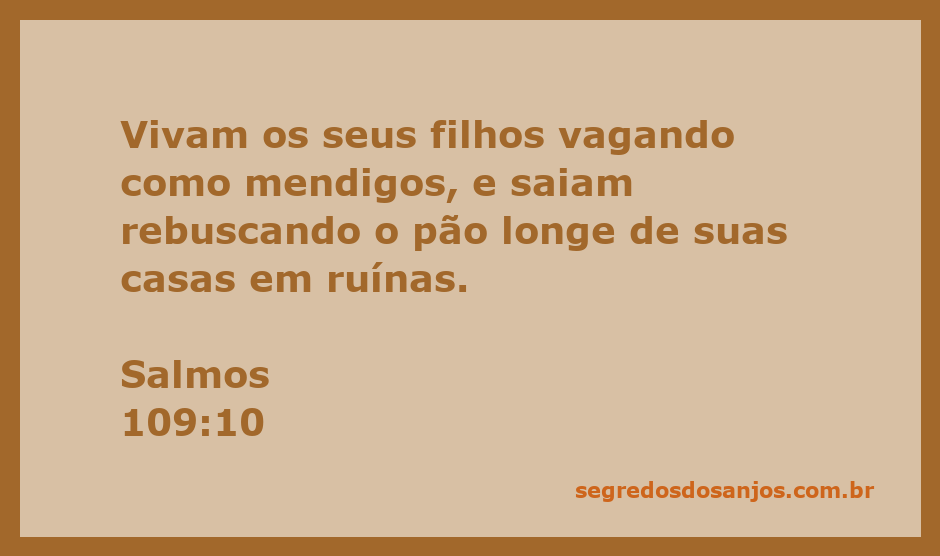Ilustração de uma cena de desolação, com crianças vagando em busca de alimento em um ambiente destruído, refletindo a mensagem de Salmos 109:10.