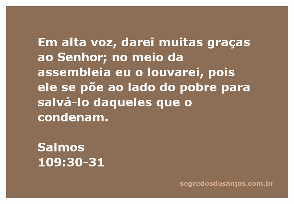 Imagem representativa do Salmo 109:30-31, mostrando alguém louvando ao Senhor em meio à assembleia.