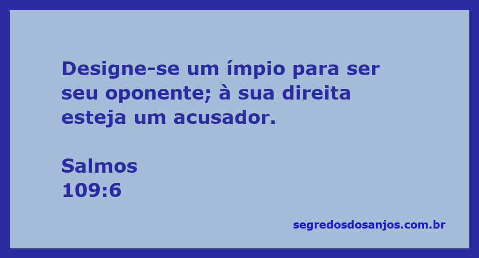 Ilustração de Salmos 109:6 mostrando a figura de um ímpio como oponente e um acusador à direita.