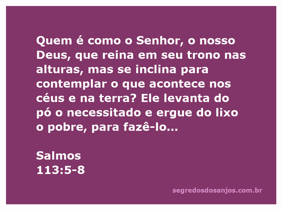 Ilustração de Salmos 113:5-8, destacando a grandeza de Deus e sua compaixão pelos necessitados.