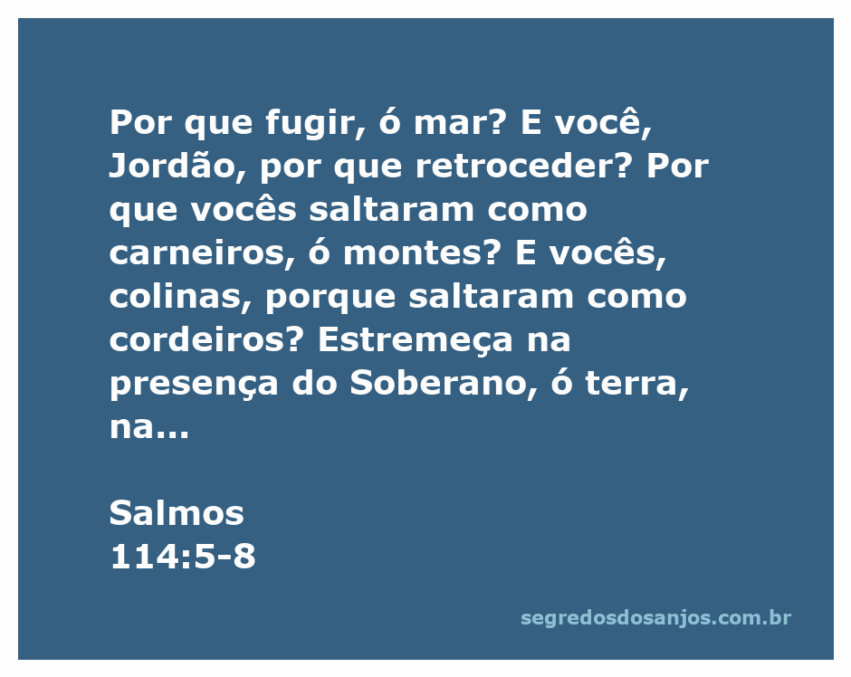 Imagem representando a passagem de Salmos 114:5-8, com elementos naturais como montanhas, mares e rochas, simbolizando o poder de Deus sobre a criação.