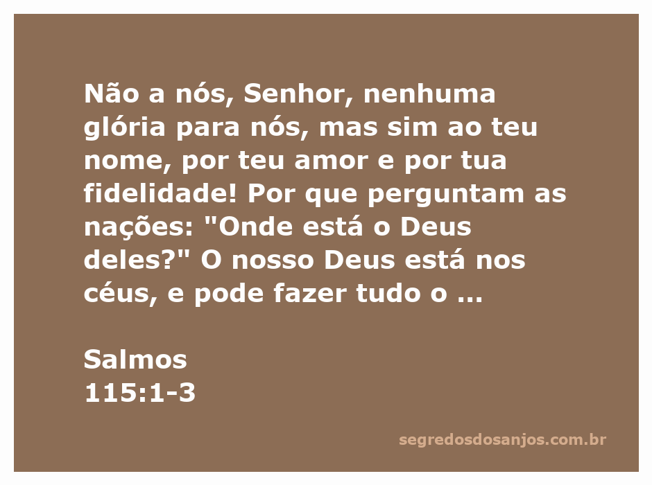 Ilustração do versículo Salmos 115:1-3 com ênfase na glória a Deus e sua fidelidade.