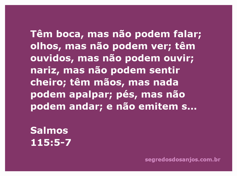 Imagem ilustrativa de ídolos que representam a passagem de Salmos 115:5-7, que descreve a ineficácia dos deuses de madeira e pedra.