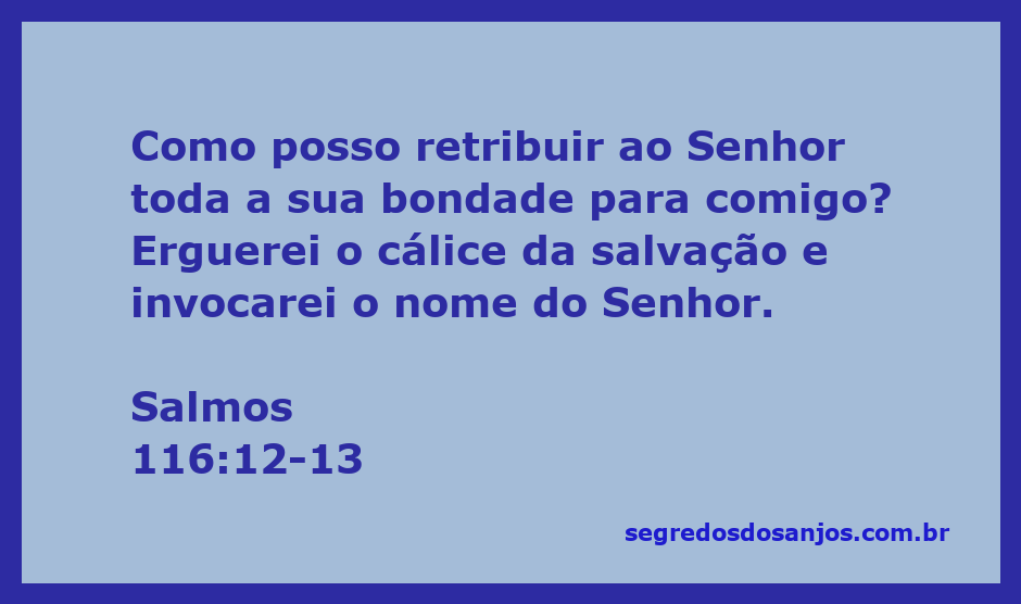 Ilustração do Salmo 116:12-13, representando a gratidão a Deus com um cálice de salvação.