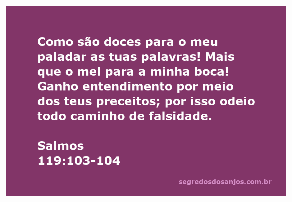 Versículo de Salmos 119:103-104 destacando a doçura das palavras de Deus.