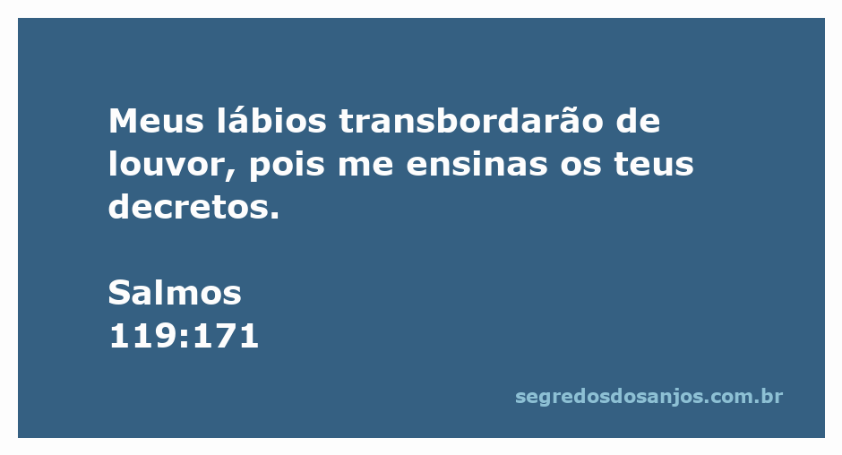 Imagem de um livro aberto com a frase de Salmos 119:171 destacada, simbolizando louvor e ensinamentos divinos.