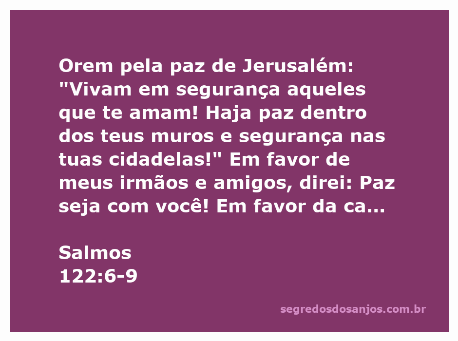 Imagem representativa do Salmo 122:6-9, destacando a importância da oração pela paz de Jerusalém.