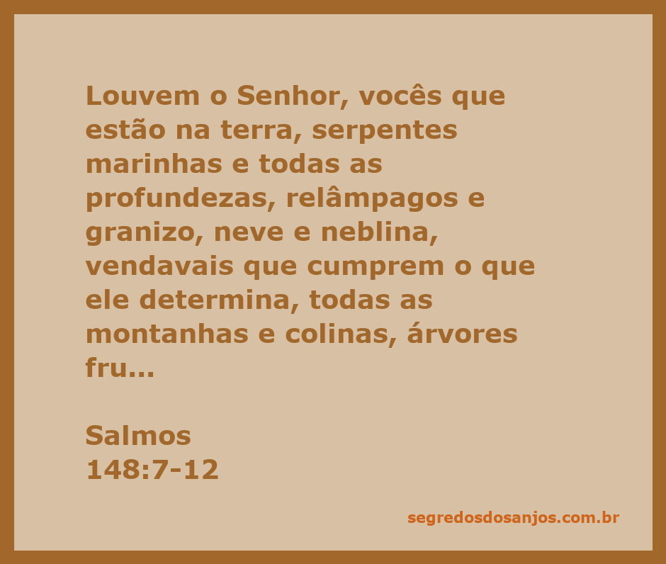 Ilustração de diversos seres da criação louvando ao Senhor, incluindo animais, árvores e elementos da natureza, com uma representação simbólica de Salmos 148:7-12.