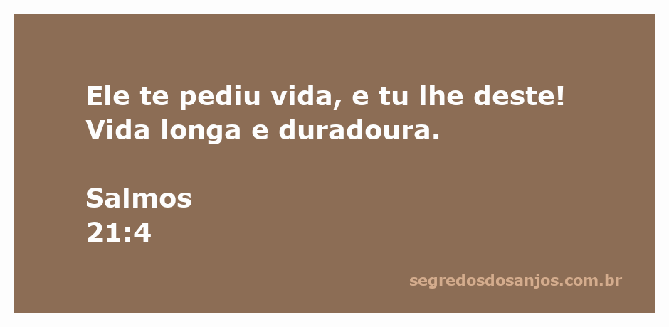 Imagem representativa do versículo Salmos 21:4, com uma pessoa orando por vida e bênçãos.