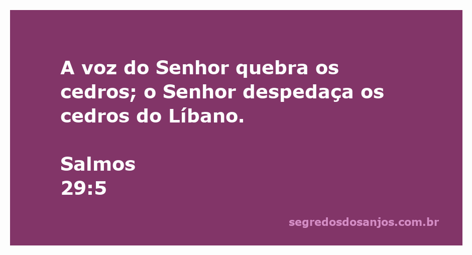 A imagem retrata a força da voz do Senhor quebrando os majestosos cedros do Líbano, simbolizando poder e autoridade divina.