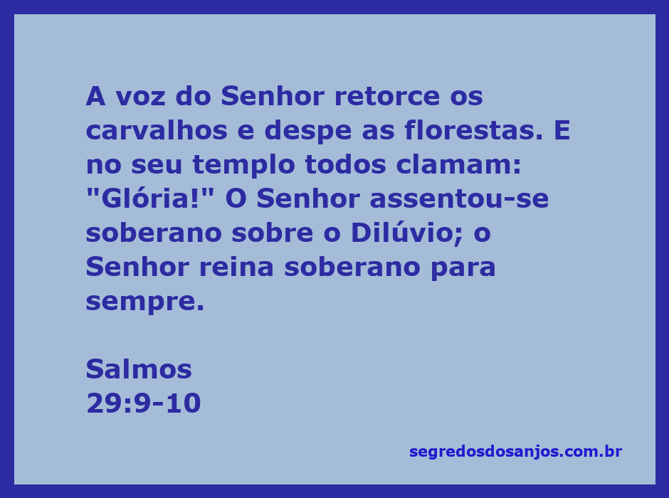 Imagem que representa o poder da voz do Senhor, com carvalhos se curvando e florestas despidas, simbolizando a soberania divina sobre a natureza.