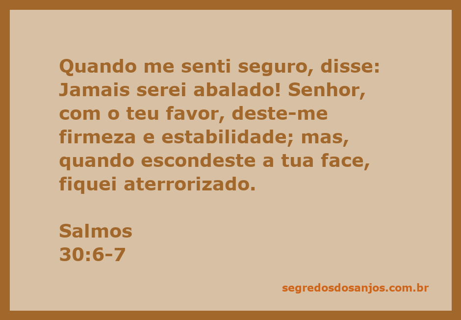 Imagem representando a confiança e a segurança em Deus, inspirada no Salmos 30:6-7.