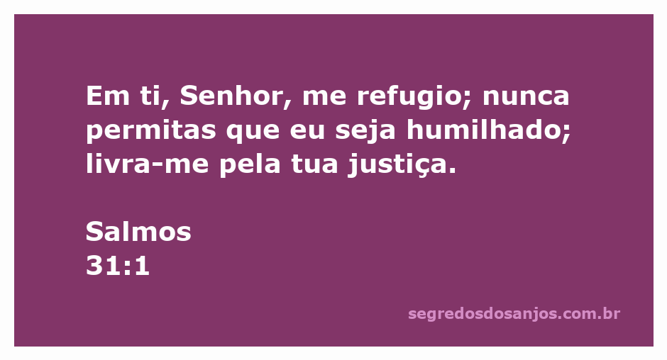Uma imagem inspiradora com o versículo Salmos 31:1, destacando a confiança em Deus como refúgio e proteção.